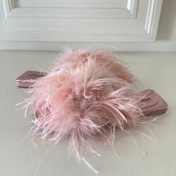 Jeffrey Campbell Shoes - Jeffery Campbell Free People Major Crush Pink Feather Slide Sandals Sz 7